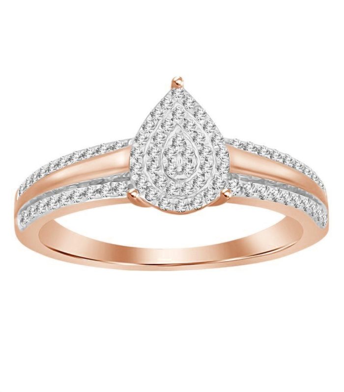 LADIES RING 0.33CT ROUND DIAMOND 10K ROSE GOLD SIZE 7
