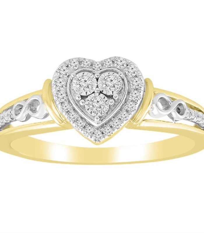 LADIES RING 0.15CT ROUND DIAMOND 10K WHITE/YELLOW GOLD SIZE 7