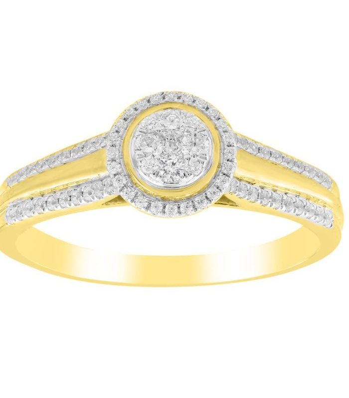 LADIES RING 0.25CT ROUND DIAMOND 10K YELLOW GOLD SIZE 7