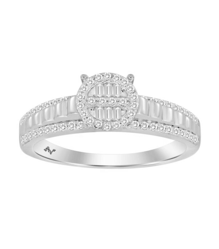 LADIES RING 0.25CT ROUND DIAMOND 10K WHITE GOLD SIZE 7