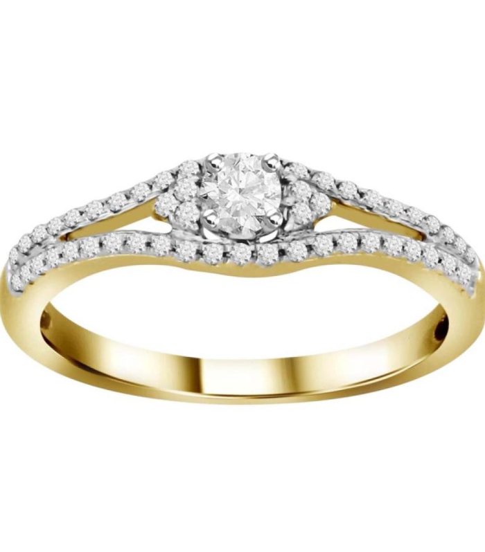 LADIES RING 0.25CT ROUND DIAMOND 10K YELLOW GOLD SIZE 7