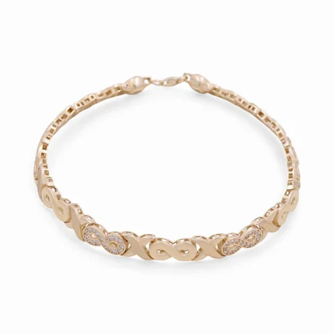 14K Yellow Gold Fashion Women's Bracelet With Infinity Cz / Size: 7.5" / Weight: 9 GR / COWB4IF