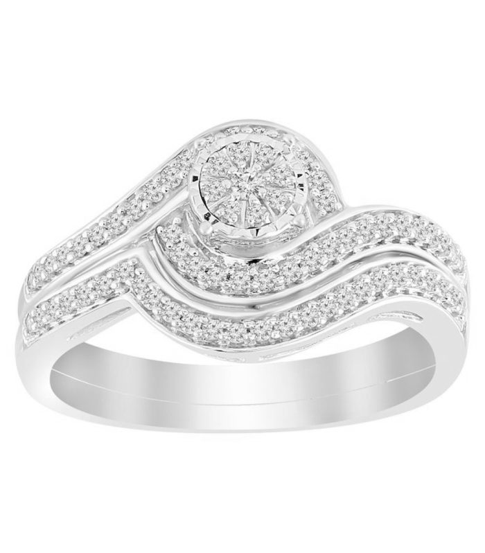 LADIES BIRDAL RING 0.33CT ROUND DIAMOND 10K WHITE GOLD SIZE 7