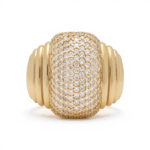 14K Yellow Gold Fashion Women's Ring with CZ / Size 7.5 / Weight: 4.8 GR / DOWR4FS-16