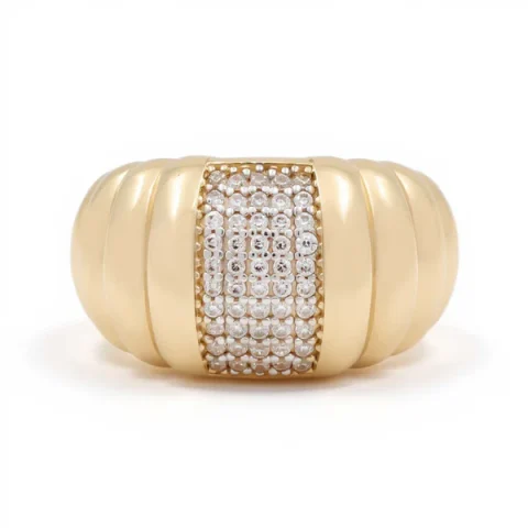 14K Yellow Gold Fashion Women's Ring with CZ / Size 7 / Weight: 4.4 gr / DOWR4FS-6