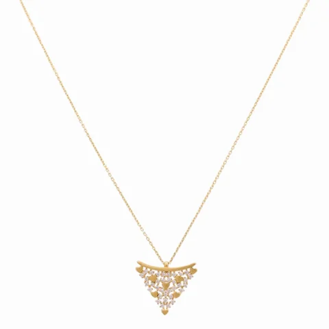 14K Yellow Gold Women's Necklace With Heart and Cz Pendant / Stone: Cz / Size: 16" / Weight: 3.3GR / CCNK4HR-3