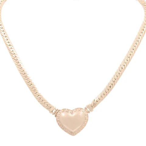 14K Yellow Gold Fashion Women's Necklace with Heart / CZ / Size: 18” / Weight: 26 GR / DPNK4HR
