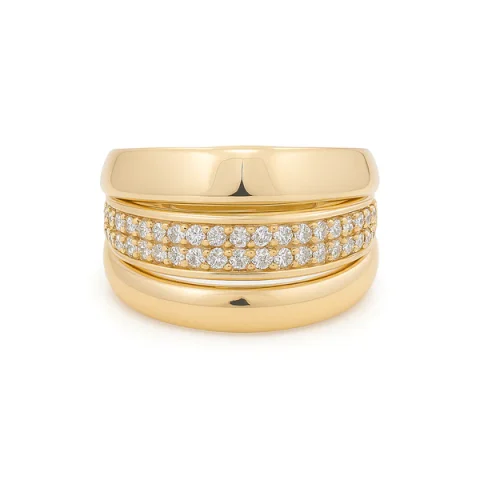 14K Yellow Gold Fashion Women's Ring with White Stones / Size: 8 / Weight: 4.8 GR / DQWR4FS-7