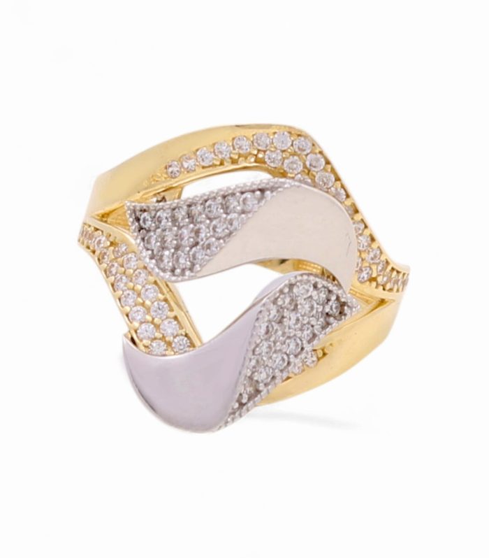 14k Two Tone Fashion Women's Ring with Cz / Weight 4.2 GR / COWRTT4FS-7