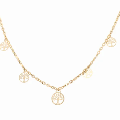14K Yellow Gold Women's Necklace with Hanging Trees of Life / Size: 20” / Weight: 6.8 GR / DPNK4TL