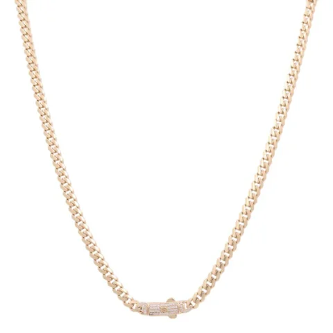 14K Yellow Gold Semisolid Monaco Chain / Size: 5mm 22" / Stone: Cz / Weight: 25.8gr / DOCH4MON5-22