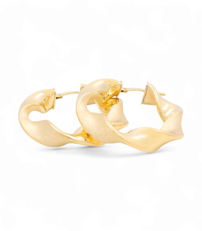 14K Yellow Gold Women's Twist Hoops Earrings / Size: 20 MM / Weight: 4 GR / 240-00581