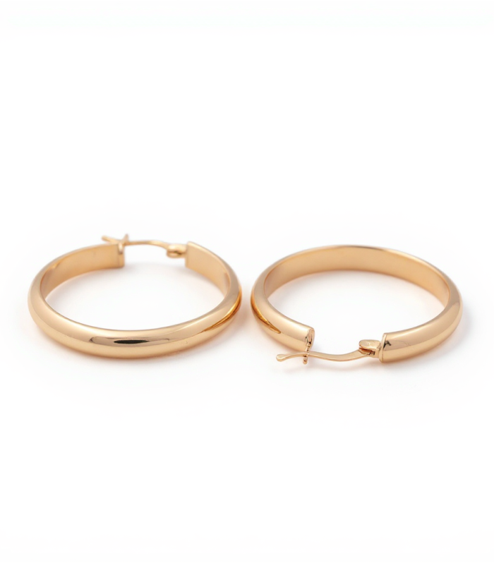 10K Yellow Gold Plain Hoops Earrings / Size: 4mm X 28mm / Weight: 4.0 GR / CQEH0PL4x28