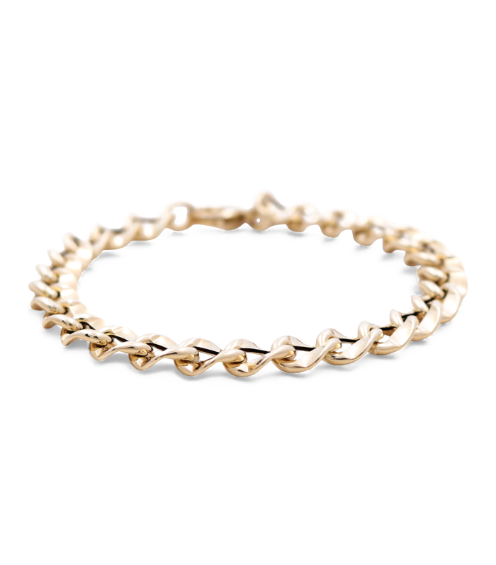 14K Yellow Gold Semisolid Fashion Bracelet / Size: 8mm 8" / Weight: 5.4 GR / ICMB4FS