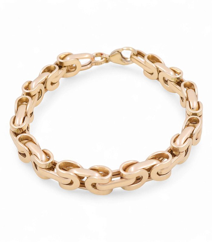 14K Yellow Gold Italian Fancy Link Men's Bracelet / Size: 8.5” / Weight: 22.4 GR / 374.079-8.5