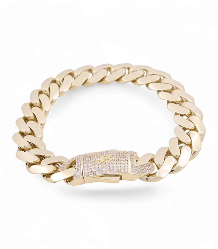 10K Yellow Gold Monaco Men's Bracelet / Stone: Cz / Size: 13mm 8.5" / Weight: 19.1GR / COMB0MON13-8.5