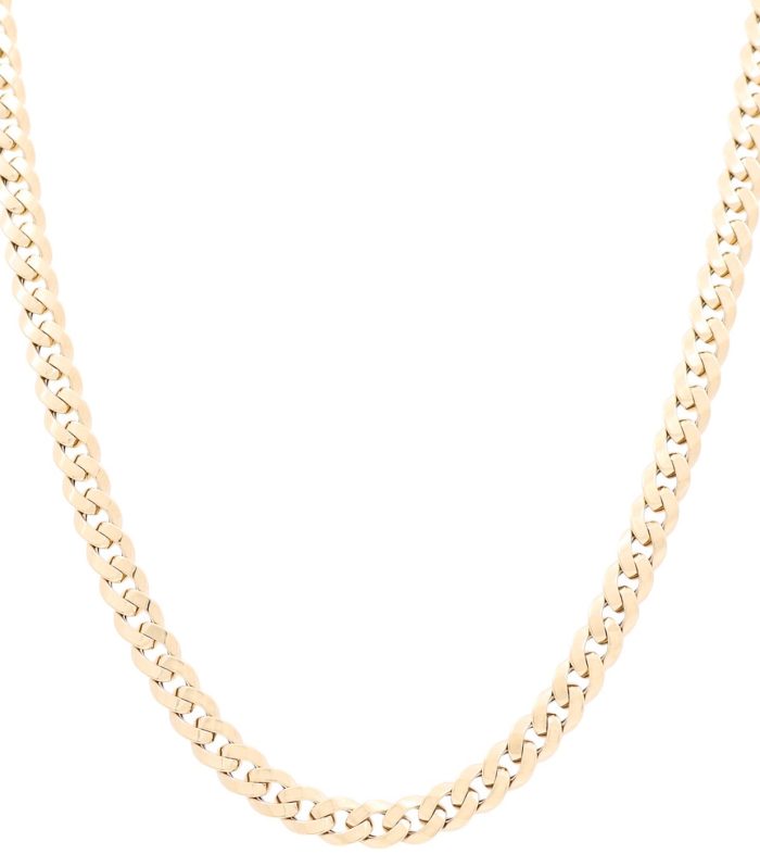 14K Yellow Gold Semisolid Italian Curb Chain / Size: 8mm 24" / Weight: 36.8 GR / 343-10080