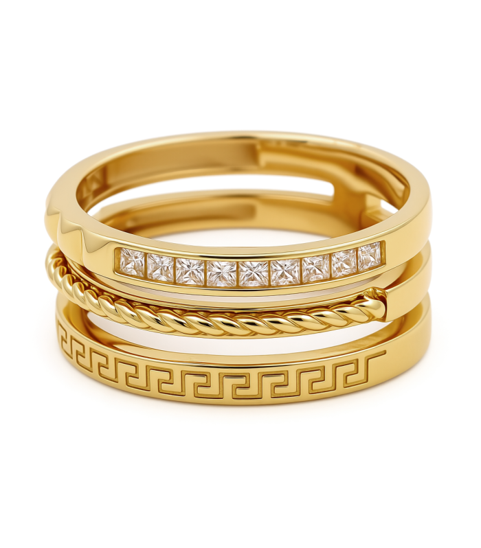 14K Yellow Gold Fashion Women's Ring with Cz / Size: 7 / Weight: 5.3 GR / CEEWR4FS-6