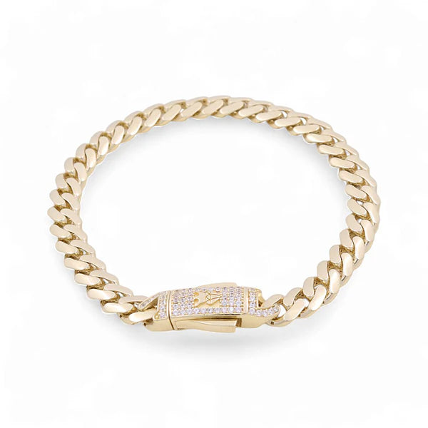 10K Yellow Gold Monaco Semisolid Men's Bracelet / Stone: Cz / Size: 9mm 8.5" / Weight: 12.9 GR / COMB0MON9-8.5
