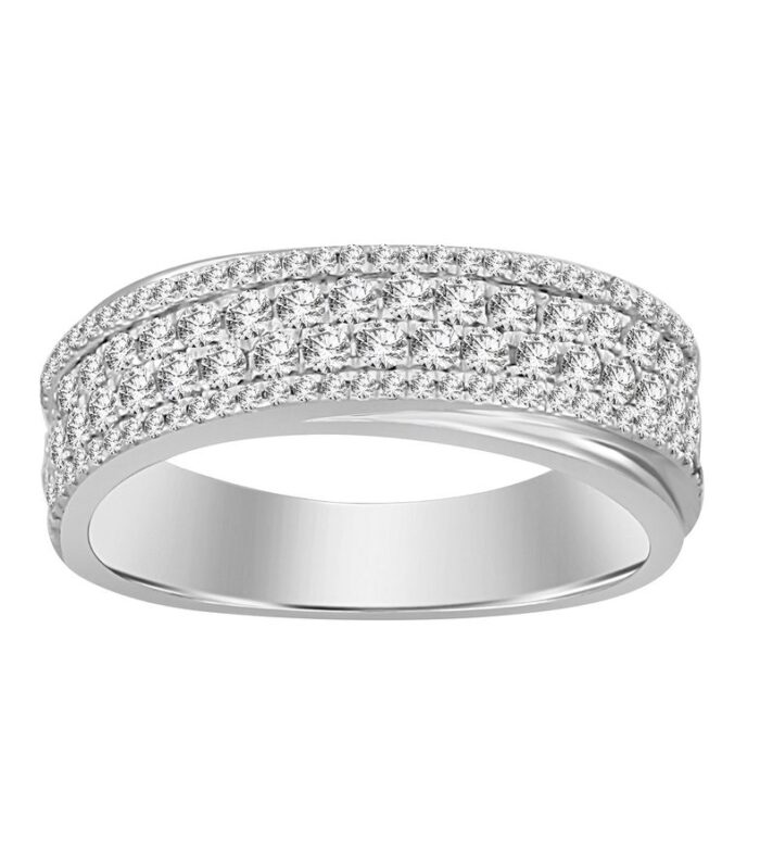 LADIES BAND 0.65CT ROUND DIAMOND 14K WHITE GOLD