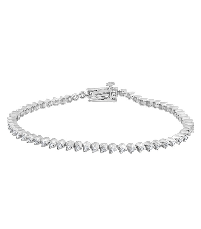 LADIES BRACELET 1.00CT ROUND DIAMOND 14K WHITE GOLD