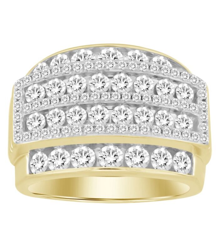 MEN'S RING 3.00CT ROUND DIAMOND 10K YELLOW GOLD