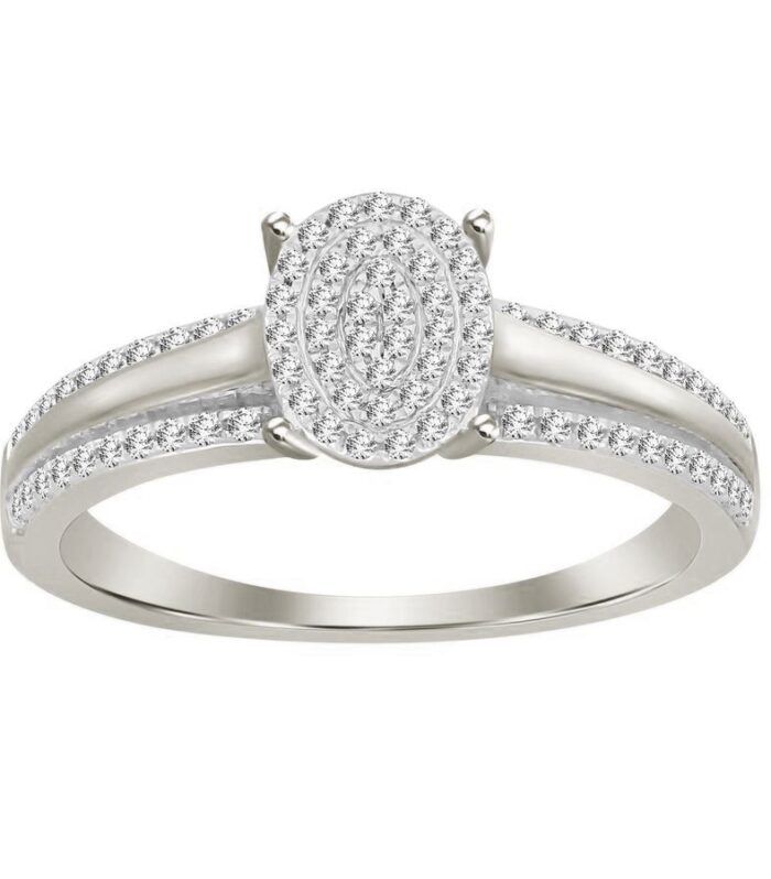 LADIES RING 0.20CT ROUND DIAMOND 10K WHITE GOLD