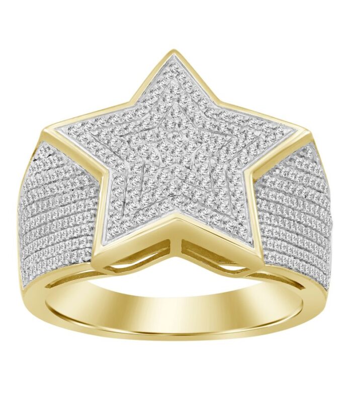 MEN'S RING 0.75CT ROUND DIAMOND 10K YELLOW GOLD