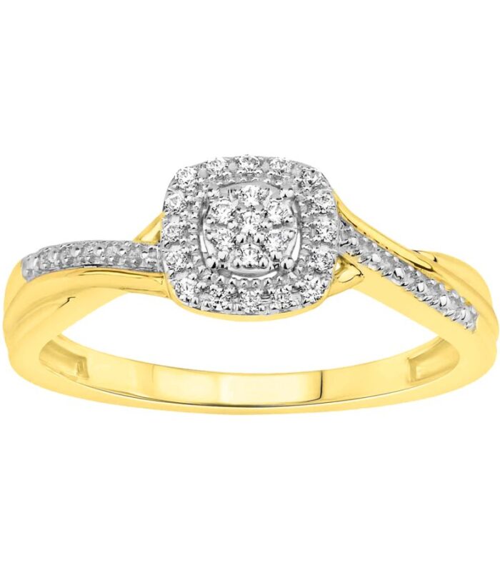 LADIES RING 0.10CT ROUND DIAMOND 10K YELLOW GOLD