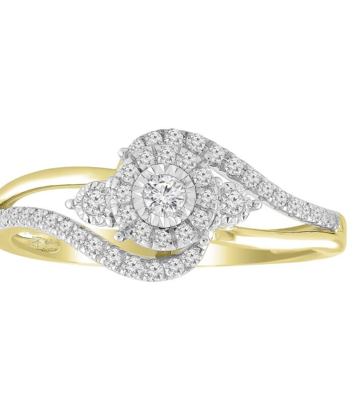 LADIES RING 0.25CT ROUND DIAMOND 10K YELLOW GOLD