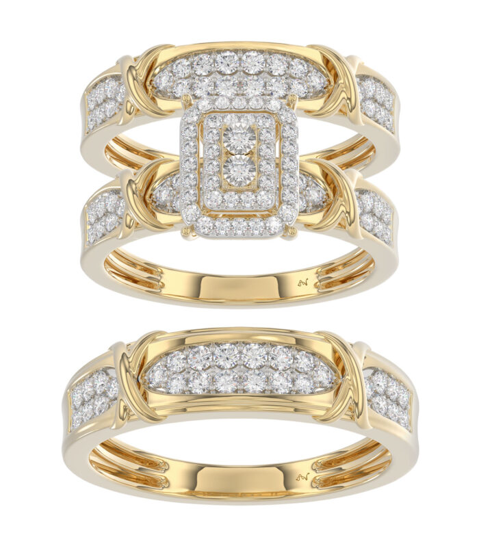 LADIES TRIOS 1.00CT ROUND DIAMOND 10K YELLOW GOLD