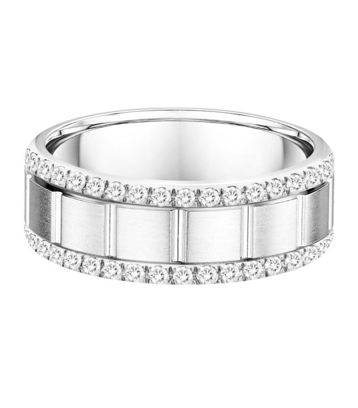 MEN'S BAND 0.50CT ROUND DIAMOND 14K WHITE GOLD (SI QUALITY)