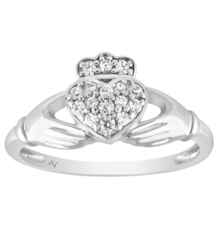 LADIES RING 0.15CT ROUND DIAMOND 10K WHITE GOLD