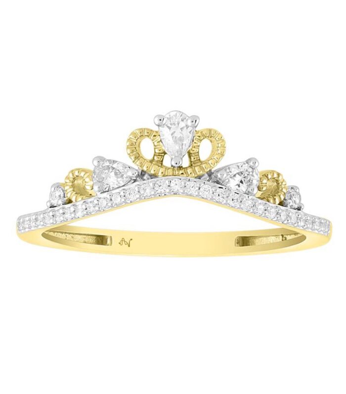 LADIES RING 0.25CT ROUND/PEAR DIAMOND 10K YELLOW GOLD