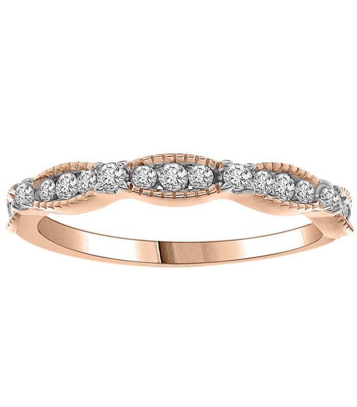 LADIES STACKABLE BAND 0.25CT ROUND DIAMOND 10K ROSE GOLD