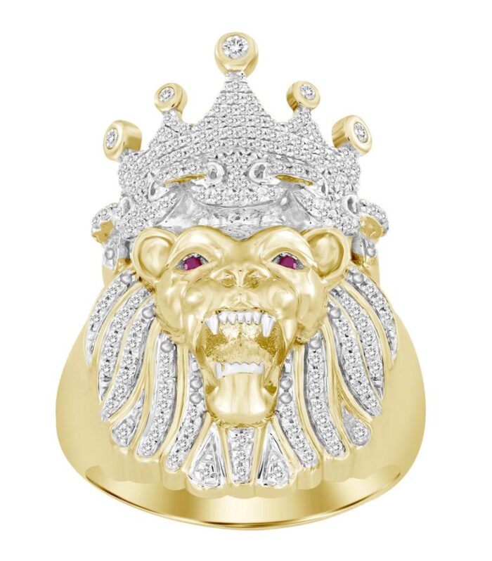 MEN'S RING 0.50CT ROUND DIAMOND 10K YELLOW GOLD