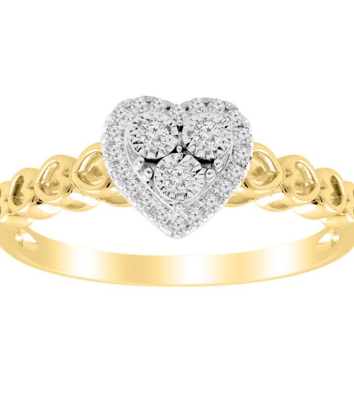 LADIES RING 0.12CT ROUND DIAMOND 10K YELLOW GOLD