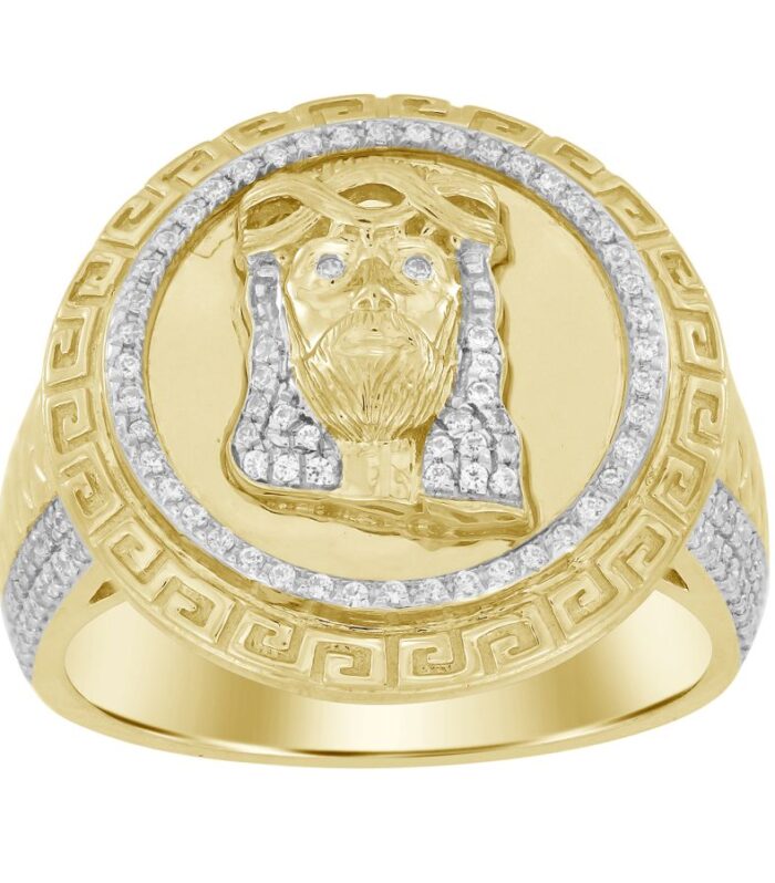 MEN'S RING 0.50CT ROUND DIAMOND 10K YELLOW GOLD