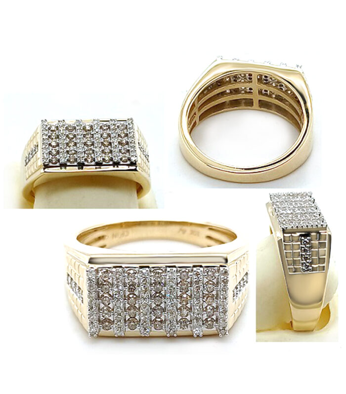 MEN'S RING 0.50CT ROUND DIAMOND 10K YELLOW GOLD