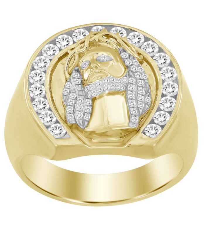 MEN'S RING 0.75CT ROUND DIAMOND 10K YELLOW GOLD