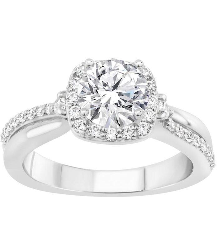 LADIES RING SEMI MOUNT 0.35CT ROUND DIAMOND 14K WHITE GOLD
