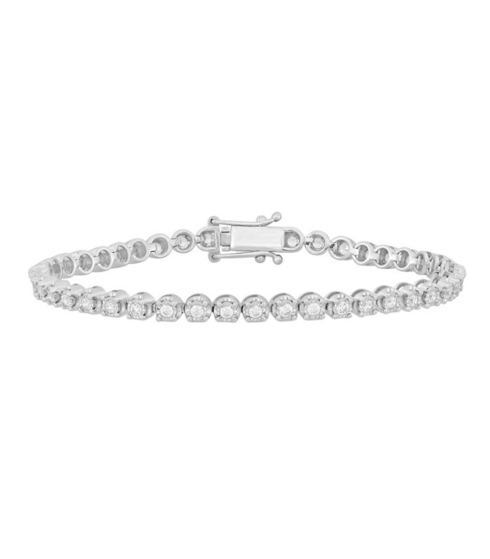 LADIES BRACELET 2.00CT ROUND DIAMOND 14K WHITE GOLD (SI QUALITY)