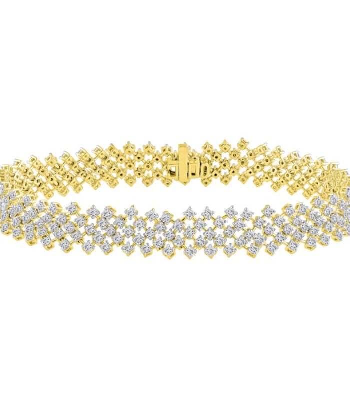 LADIES BRACELET 5.00CT ROUND DIAMOND 14K YELLOW GOLD