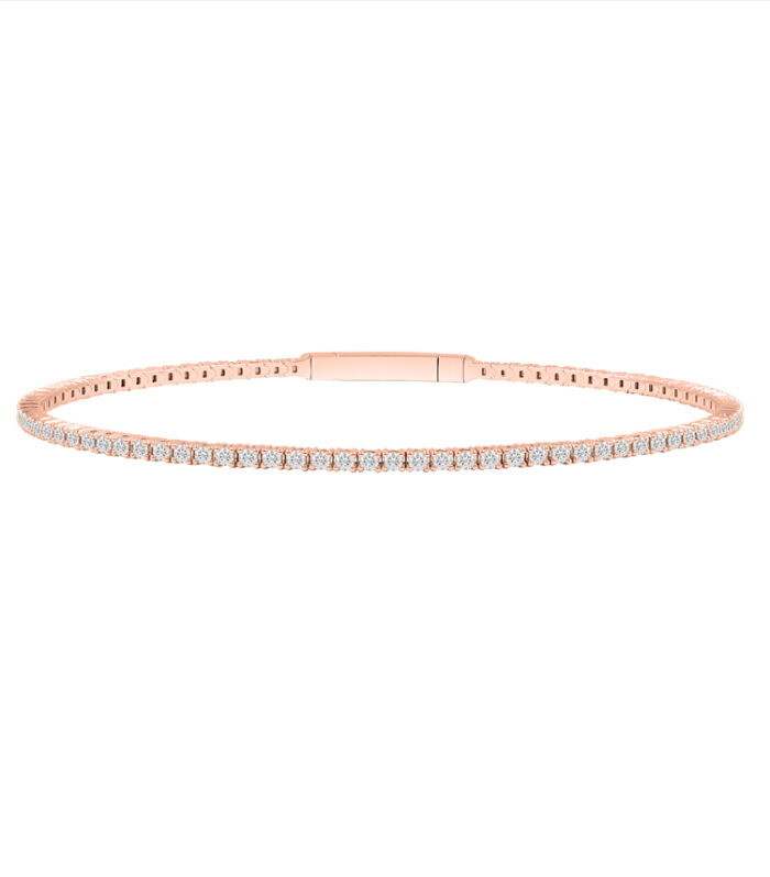 LADIES FLEXIBLE BANGLE 3.00CT ROUND DIAMOND 14K ROSE GOLD