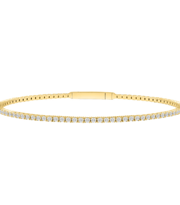 LADIES FLEXIBLE BANGLE 3.00CT ROUND DIAMOND 14K YELLOW GOLD