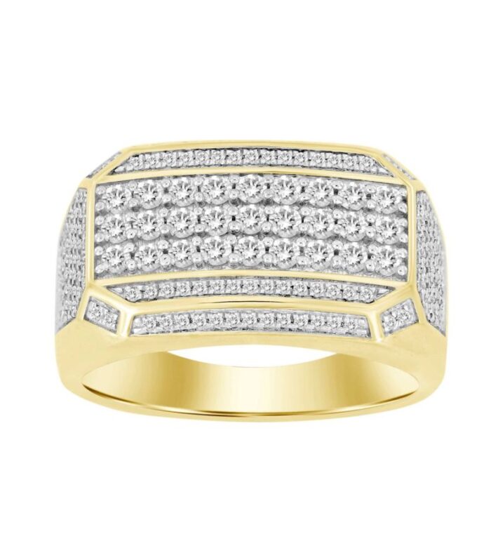 MEN'S RING 1.00CT ROUND DIAMOND 10K YELLOW GOLD