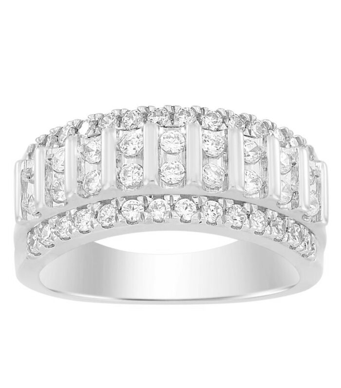 MEN'S BAND 1.25CT ROUND DIAMOND 14K WHITE GOLD (SI QUALITY)
