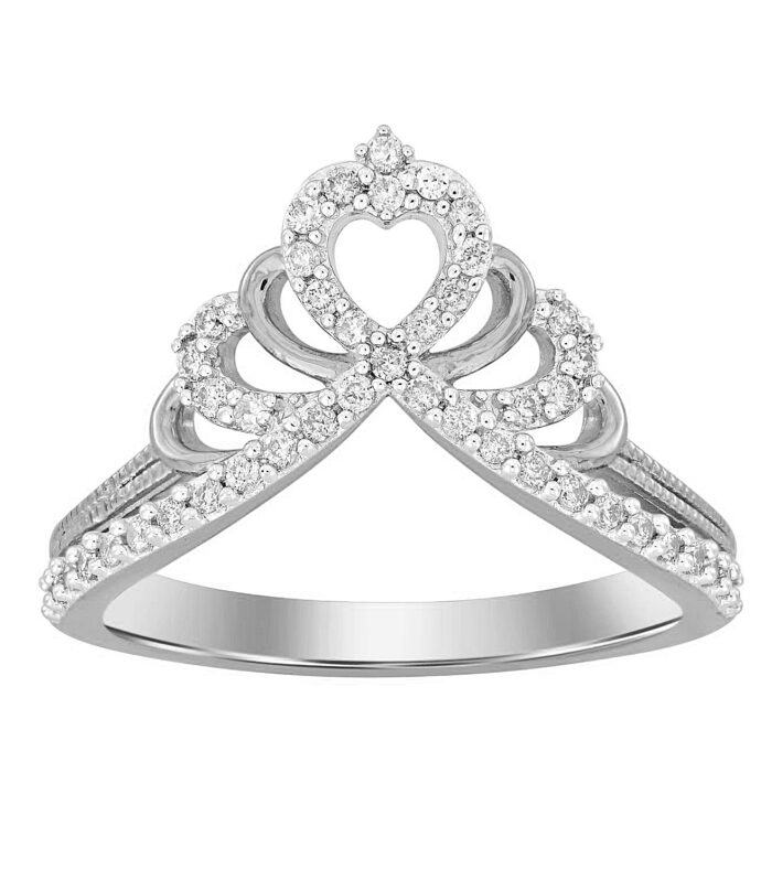 LADIES RING 0.25CT ROUND DIAMOND 10K WHITE GOLD