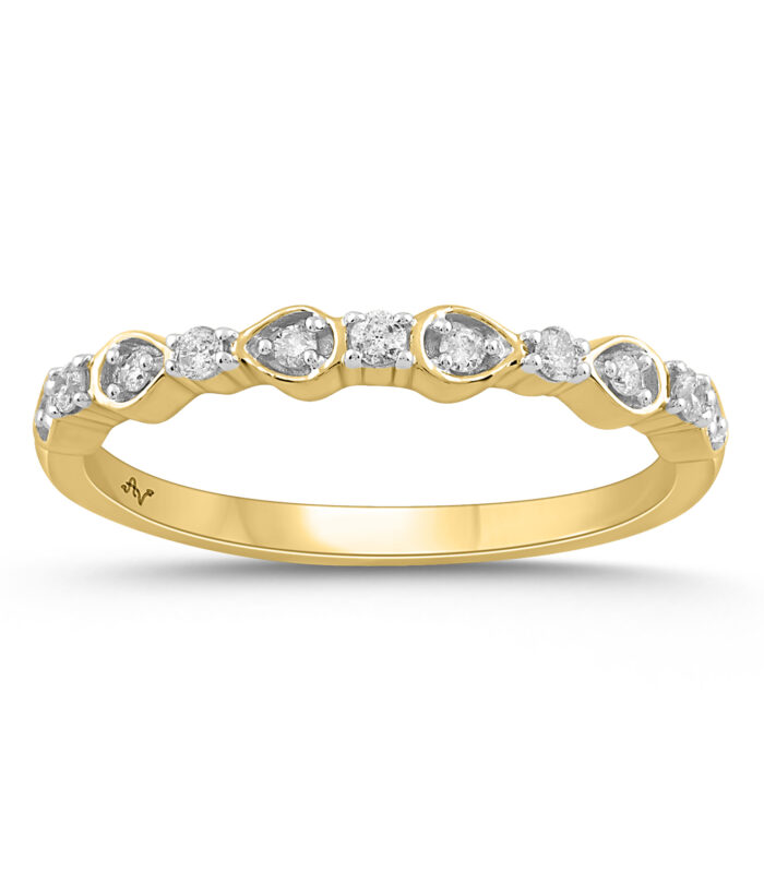 LADIES BAND 0.15CT ROUND DIAMOND 14K YELLOW GOLD