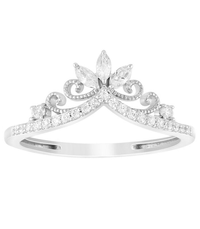 LADIES RING 0.25CT ROUND/MARQUISE DIAMOND 14K WHITE GOLD